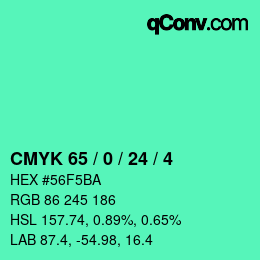 Color code: CMYK 65 / 0 / 24 / 4 | qconv.com