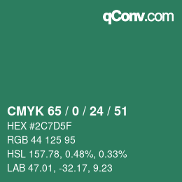 颜色代码: CMYK 65 / 0 / 24 / 51 | qconv.com