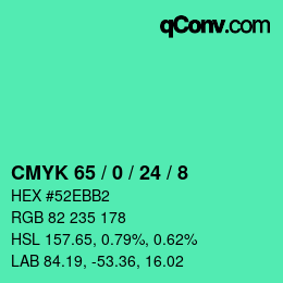 颜色代码: CMYK 65 / 0 / 24 / 8 | qconv.com