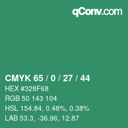 颜色代码: CMYK 65 / 0 / 27 / 44 | qconv.com