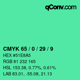 カラーコード: CMYK 65 / 0 / 29 / 9 | qconv.com
