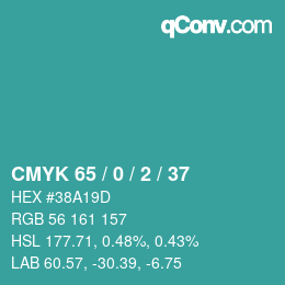 Color code: CMYK 65 / 0 / 2 / 37 | qconv.com