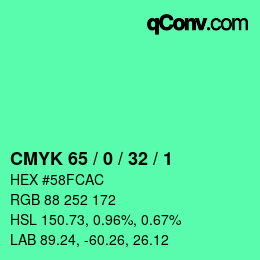 Color code: CMYK 65 / 0 / 32 / 1 | qconv.com