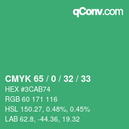 Color code: CMYK 65 / 0 / 32 / 33 | qconv.com