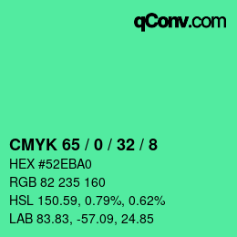 Color code: CMYK 65 / 0 / 32 / 8 | qconv.com