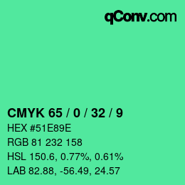 Color code: CMYK 65 / 0 / 32 / 9 | qconv.com