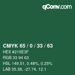 Farbcode: CMYK 65 / 0 / 33 / 63 | qconv.com