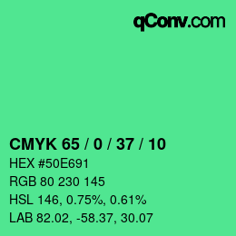 Color code: CMYK 65 / 0 / 37 / 10 | qconv.com