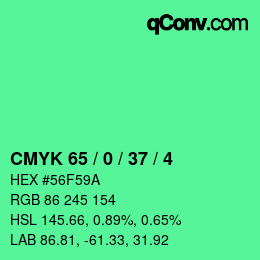 颜色代码: CMYK 65 / 0 / 37 / 4 | qconv.com