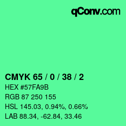 Color code: CMYK 65 / 0 / 38 / 2 | qconv.com