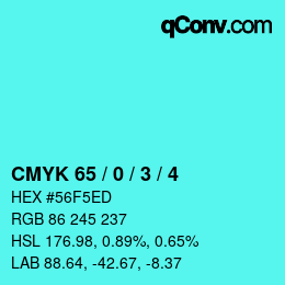 カラーコード: CMYK 65 / 0 / 3 / 4 | qconv.com