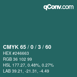カラーコード: CMYK 65 / 0 / 3 / 60 | qconv.com