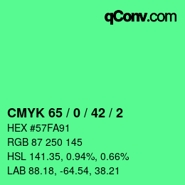 Color code: CMYK 65 / 0 / 42 / 2 | qconv.com