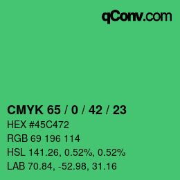 Color code: CMYK 65 / 0 / 42 / 23 | qconv.com