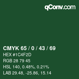 Color code: CMYK 65 / 0 / 43 / 69 | qconv.com