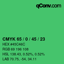 カラーコード: CMYK 65 / 0 / 45 / 23 | qconv.com