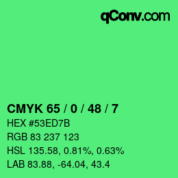 Farbcode: CMYK 65 / 0 / 48 / 7 | qconv.com