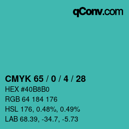 カラーコード: CMYK 65 / 0 / 4 / 28 | qconv.com
