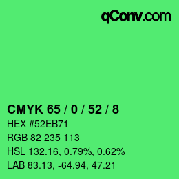 Color code: CMYK 65 / 0 / 52 / 8 | qconv.com