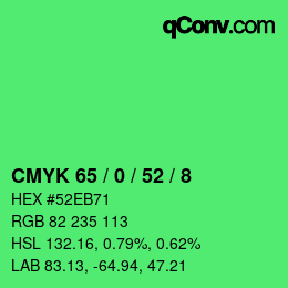 Color code: CMYK 65 / 0 / 52 / 8 | qconv.com