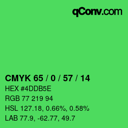Color code: CMYK 65 / 0 / 57 / 14 | qconv.com