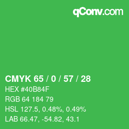 カラーコード: CMYK 65 / 0 / 57 / 28 | qconv.com