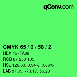 颜色代码: CMYK 65 / 0 / 58 / 2 | qconv.com