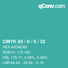 カラーコード: CMYK 65 / 0 / 5 / 32 | qconv.com