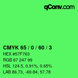 Color code: CMYK 65 / 0 / 60 / 3 | qconv.com