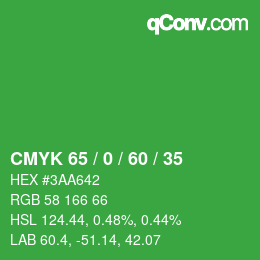 Color code: CMYK 65 / 0 / 60 / 35 | qconv.com