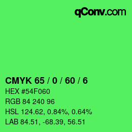 カラーコード: CMYK 65 / 0 / 60 / 6 | qconv.com