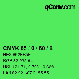 Color code: CMYK 65 / 0 / 60 / 8 | qconv.com