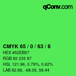 Color code: CMYK 65 / 0 / 63 / 8 | qconv.com