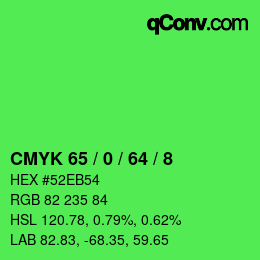 Color code: CMYK 65 / 0 / 64 / 8 | qconv.com