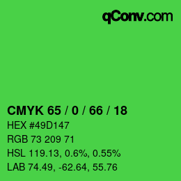 Color code: CMYK 65 / 0 / 66 / 18 | qconv.com