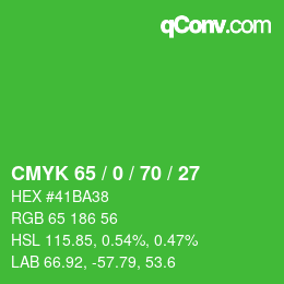 Color code: CMYK 65 / 0 / 70 / 27 | qconv.com