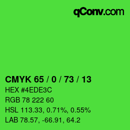 Color code: CMYK 65 / 0 / 73 / 13 | qconv.com