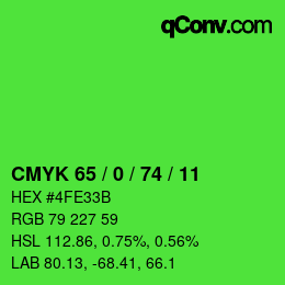 颜色代码: CMYK 65 / 0 / 74 / 11 | qconv.com