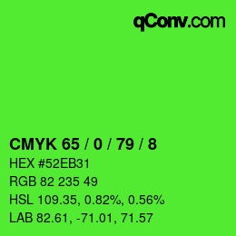 Color code: CMYK 65 / 0 / 79 / 8 | qconv.com