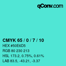 カラーコード: CMYK 65 / 0 / 7 / 10 | qconv.com