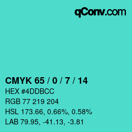 颜色代码: CMYK 65 / 0 / 7 / 14 | qconv.com