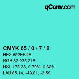 カラーコード: CMYK 65 / 0 / 7 / 8 | qconv.com