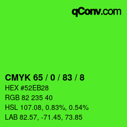 Color code: CMYK 65 / 0 / 83 / 8 | qconv.com