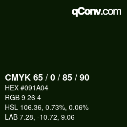Farbcode: CMYK 65 / 0 / 85 / 90 | qconv.com