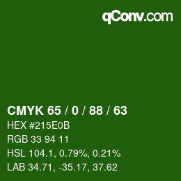 Color code: CMYK 65 / 0 / 88 / 63 | qconv.com