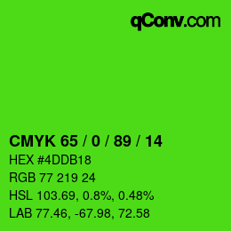 颜色代码: CMYK 65 / 0 / 89 / 14 | qconv.com
