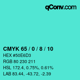 カラーコード: CMYK 65 / 0 / 8 / 10 | qconv.com