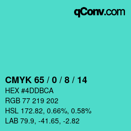 颜色代码: CMYK 65 / 0 / 8 / 14 | qconv.com