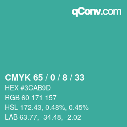 Color code: CMYK 65 / 0 / 8 / 33 | qconv.com