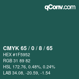 カラーコード: CMYK 65 / 0 / 8 / 65 | qconv.com